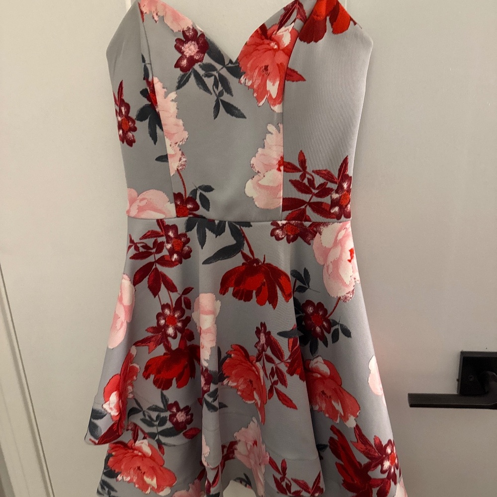 Strapless floral dress.  Worn once to a wedding